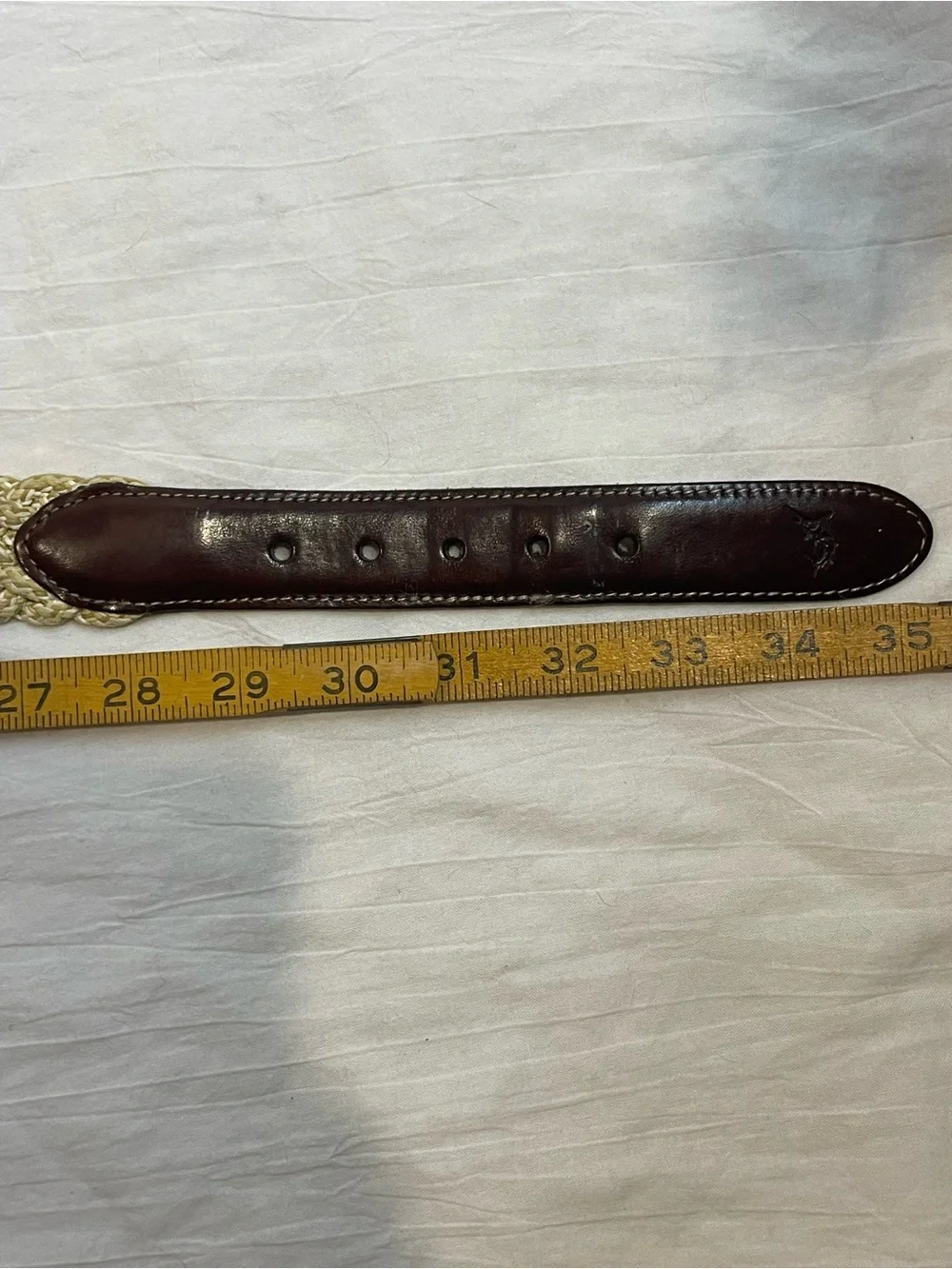 La Martina Polo Woven Stretch Braided Belt Cream Brown Leather 38-40”